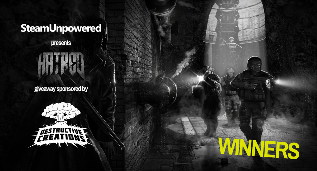 Hatred Giveaway Winners