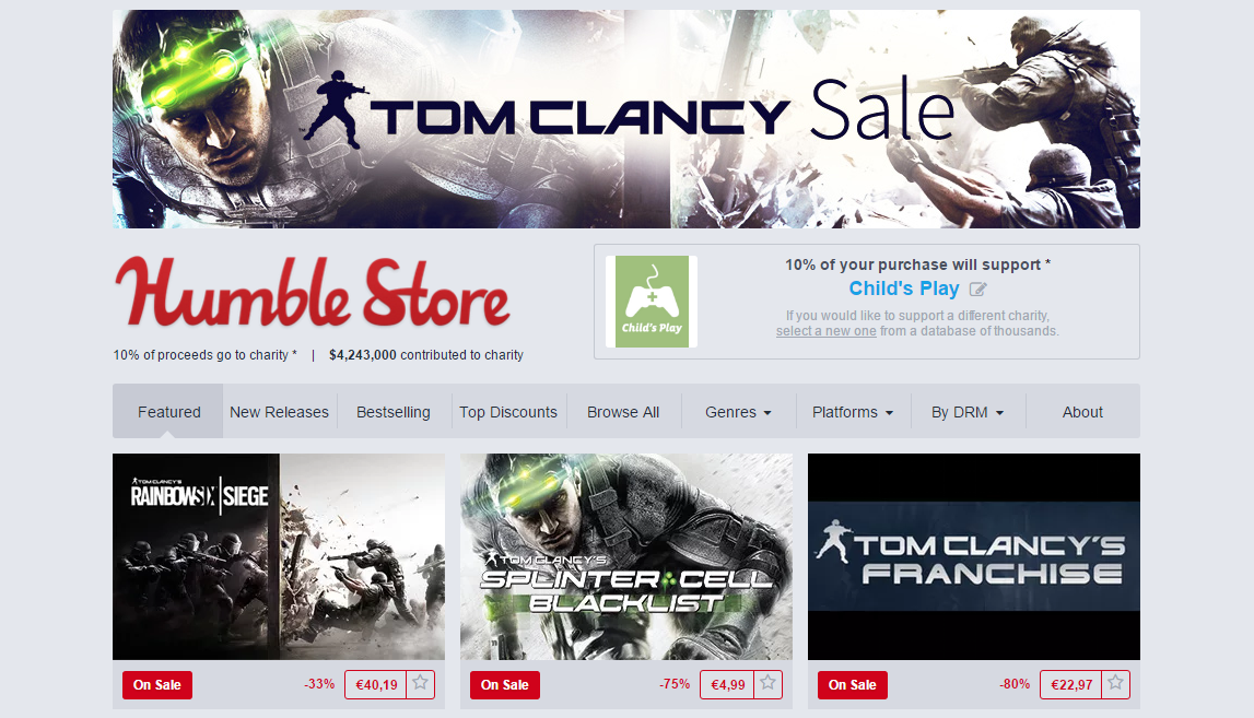 Tom Clancy Sale on Humble Store
